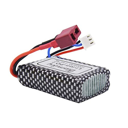 Blomiky 2 Pack 7.4V 1000mAh 7.4Wh 30C Lipo Battery T Plug Suitable for Haiboxing 18859E 18858 16890A and Q903 RC Trucks / Q903 Battery only