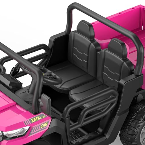 Hetoy 24V Ride on Dump Truck with Remote Control, Electric Dump Bed, Electric Utility Vehicles UTV 4WD Battery Powered 6 Wheeler Ride On Toys for Boys Girls (Pink) - color: Pink