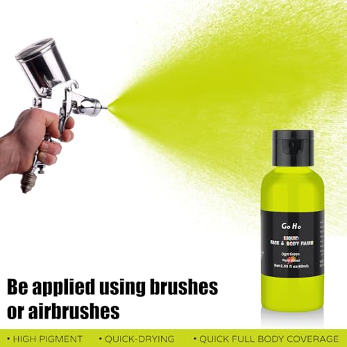 Go Ho Ogre Green Face Body Paint,Ogre Green Makeup Water Based Face Paint and Body Paint for Airbrush Makeup Special FX, Cosplay, and Halloween Make up - color: Ogre Green