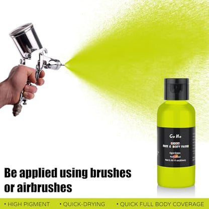 Go Ho Ogre Green Face Body Paint,Ogre Green Makeup Water Based Face Paint and Body Paint for Airbrush Makeup Special FX, Cosplay, and Halloween Make up - color: Ogre Green