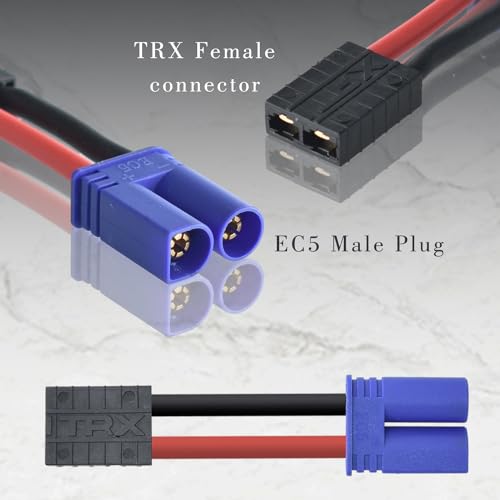 Pinkind 2 Pair RC LiPo Battery Connector Adapter Compatible with TRX/Traxxas Lipo Battery Plug to EC5 Male Female Connectors ESC Charger