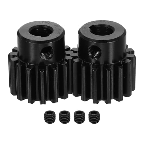 uxcell 2Pcs 1.5 Mod 15T Spur Gear 8mm Bore, 1045 Steel Pinion Gear with Keyway Black Surface Treatment, 20° Pressure Angle, for Spur Rack and RC Model Car or Motor DIY(18mm) - size: 1.5 Mod 15T, 8mm x 18mm
