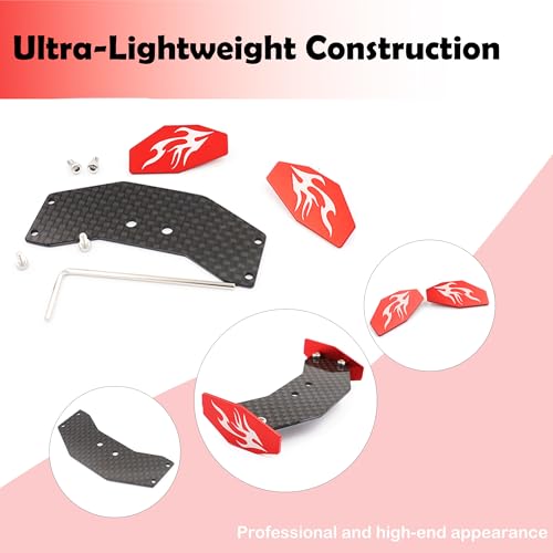 Carbon Fiber RC Tail Wing for Losi 1/24 Micro-B 2WD Buggy RC Car(Black) | Carbon Fiber RC Tail Wing,RC Car, Upgrade Parts,Easy Installation - color: Red