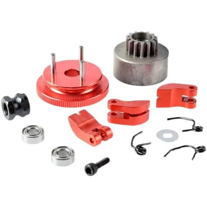 RC Car Repair Kit for HSP for 83013 81020 1/8 Rc Car Alloy Bell Gear Flywheel 14T Clutch Shoe for Spring Bearing Set Upgrade Parts - color: Red