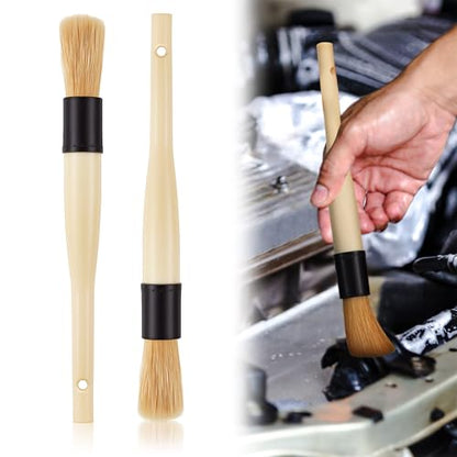 Patelai 2 Pack Parts Cleaning Brush Home and Auto Use Parts Cleaner for Cleaning Auto Engine, Small Motors, Car Detailing, Wheels, Boats, Air Vents, Machinery (Boar Bristle) - color: Boar Bristle