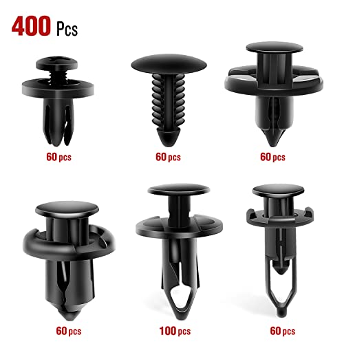 Nilight 400PCS Car Retainer Clips 6mm 7mm 8mm 9mm 10mm Expansion Screws Replacement Kit Bumper Push Rivet Clips for GM Ford Toyota Honda Chrysler Nissan - color: 400Pcs Clips