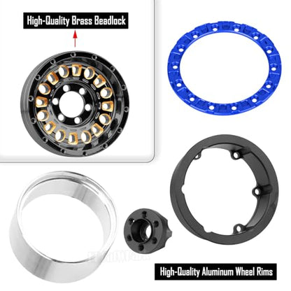 1.9 Brass Beadlock Wheel Rim for 1/10 SCX10 SCX10 II 90046 SCX10 III AXI03007 SCX10 Pro TRX4 TRX6 Gen7/8 D90 VS4-10 MST CFX RC Crawler Car,Brass Beadlock & Aluminum Deep Dish Rim,BlackGold - color: Blackgold - (4pcs Rim)