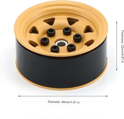 4PCS 1.55 inch Metal Beadlock Wheel Hub RC Car Aluminum Alloy Wheel Rim Compatible with 1/10 RC Crawler Car Model D90 TF2 Tamiya CC01 CC02 LC70 LC80 (Yellow) - color: Yellow