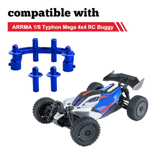 Hobbypark Aluminum Rear Body Post Mount & Front Body Post for ARRMA 1/8 Typhon Mega 4x4 RC Buggy (Navy Blue)