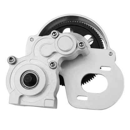 Metal Forward Transmission Assembled Gearbox with Steel Gear Set Compatible with Axial SCX10 & SCX10 II 90046 90047 1/10 RC Crawler Upgrade Parts,Half Open Shell (Silver) - color: Silver