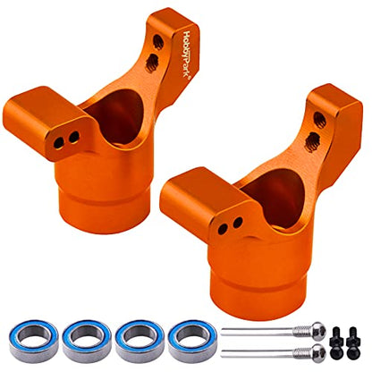 Hobbypark Aluminum Caster Blocks C-Hubs Steering Block Stub Axle Carriers Knuckles Set for Traxxas 1/18 LaTrax Teton Desert Prerunner Rally, Replace Parts 7532 7552X (Orange) - color: Orange