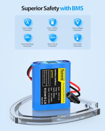 11.1V- 12V 4500mAh Rechargeable Li-ion Battery Pack with Charger, Bare Leads Wire Replacement Lithium Battery Compatible with 12 Volt Devices RC Car, Boat, Robot, DIY, LED Light Strip, CCTV Camera