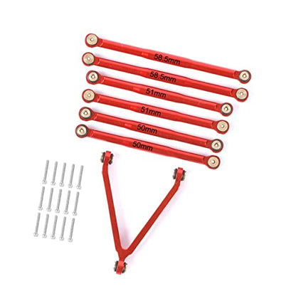 Aluminum Alloy Suspension Rod Links Set for Axial SCX24 C10 1/24 RC Crawler Car Upgrade Parts (Red) - color: Red