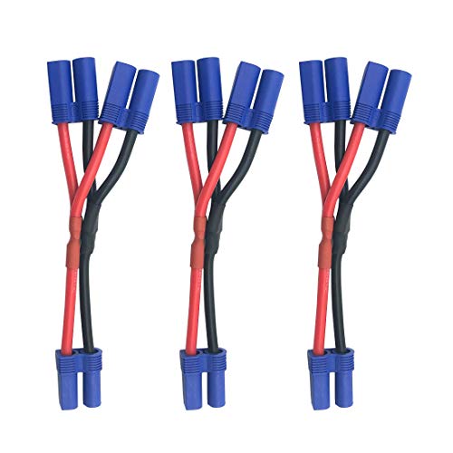 3pcs EC5 Plug Parallel Battery Connector Cable EC5 Connector Style Parallel Y-Harness for DJI Phantom Quadcopters Multirotors RC LiPo Battery - style: One Female to two Male