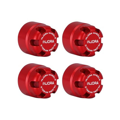 INJORA M2.5 Wheel Lock Nuts with Aluminum Cap for 1/18 RC Crawlers Upgrade(Red) - color: Red