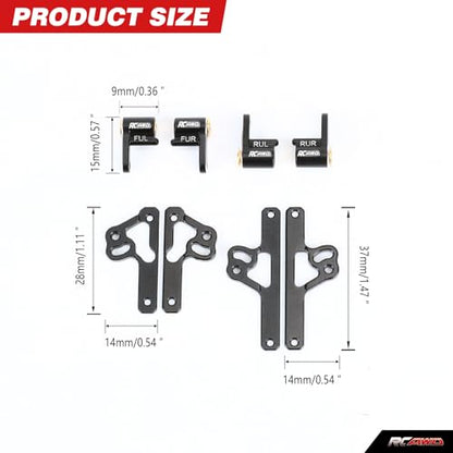 RCAWD SCX24 Shock Flex Blades Extended Travel Adjustable Shocks Mount Suspension Upgrade for AXIAL SCX24 Upgrades 1/24 RC Crawler Black - color: Black