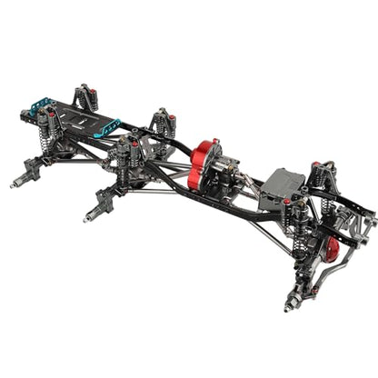450mm Wheelbase 6x6 Chassis Frame Set with Transmission Front Middle Rear Complete Axle for 1/10 RC Crawler Car Axial SCX10 Metal DIY Upgrade (Portal axle Frame)