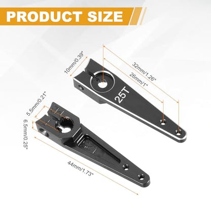 MECCANIXITY Aluminum Alloy 1.25 inch 25T Steering Servo Arm Horn Black for Car/Boat/Airplane Boat Accessories Pack of 3 - color: Black