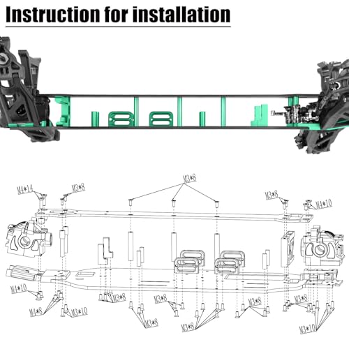 RC Upgrades Parts for 1/10 F0rd F15O Rapt0r R 101076-4,RC Carbon Fibre Chassis Protect Armor Skid Plate Guard Hops Up,Green - color: Green（for 1/10）