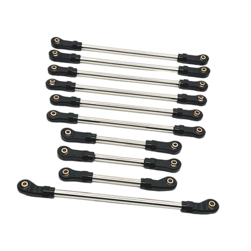 10 Pieces Steering Servo Link RC Car Pull Rod Metal Upgrade Linkage Model Parts Sturdy Construction Suitable for WLtoys 1/10 RC Truck, Black - color: Black