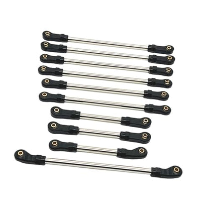 10 Pieces Steering Servo Link RC Car Pull Rod Metal Upgrade Linkage Model Parts Sturdy Construction Suitable for WLtoys 1/10 RC Truck, Black - color: Black