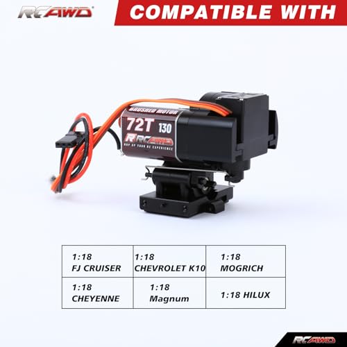 RCAWD Full Metal 2-Speed Transmission Gearbox with Base for FMS 1/18 Crawler Parts(Black - color: Black