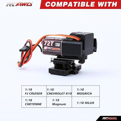 RCAWD Full Metal 2-Speed Transmission Gearbox with Base for FMS 1/18 Crawler Parts(Black - color: Black