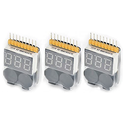 3pce RC Voltage Display Battery Low Alarm Buzzer BX100 1S-8S Meter Tester Lipo Battery Monitor for RC Car Drone Helicopter