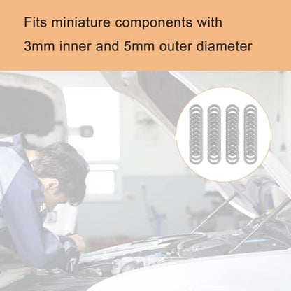 M3×5mm 304 Stainless Steel Shim Washers, 48-Piece Micro Alignment Set | 0.1/0.2/0.3/0.5mm thickness grades for fine alignment in electronics, miniature models, compact mechanisms and DIY projects - size: M3x5