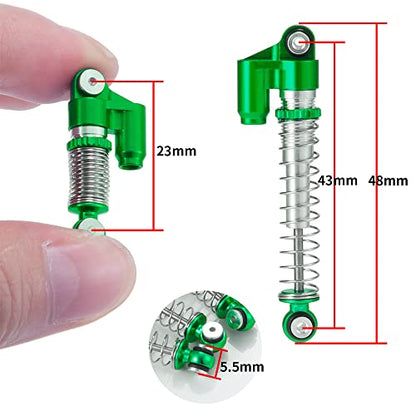 RCLIONS 43mm RC Shocks Adjustable Absorber Damper for All 1/24th Axial SCX24 AXI90081 Deadbolt AXI00005/AXI00006 RC Crawler Car Upgrades (Green) - color: Green