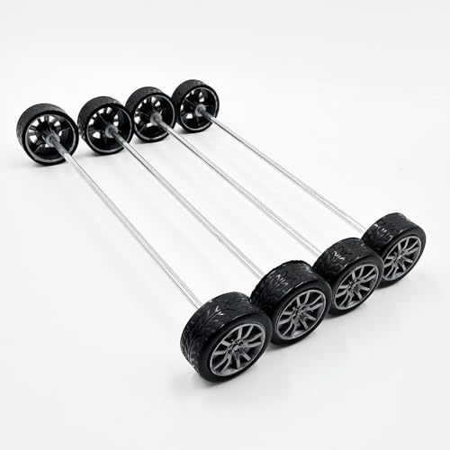 20PCS Small Toy Car Wheel 16mm Model Car Mini Rubber Tire Wheels with 10PCS Shaft Round Rod Axles for DIY Model Toy RC Car Truck Robot Building Accessories (Silver 2x16mm) - style: Silver 2x16mm