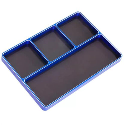 Metal Frosted Magnetic Screw Tool Storage Box Tray Aluminum 6061 for RC Car Remote Control Aircraft Ship Repair Maintenance(Blue) - color: Blue
