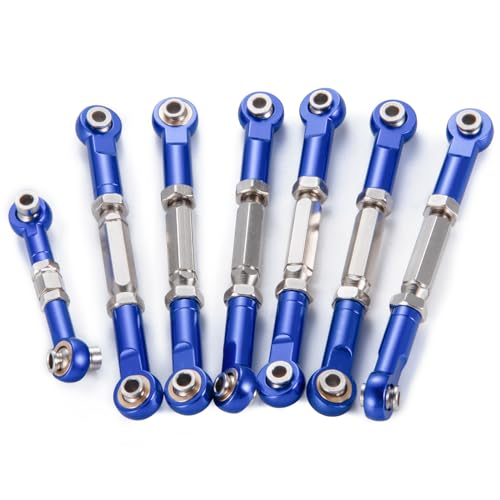 7PCS Aluminum Adjustable Turnbuckles Camber Links Upgrade Parts | For Tra-xxas 1/10 Slash 4X4 2WD Hoss Rustler VXL Stampede, RC Truck Car