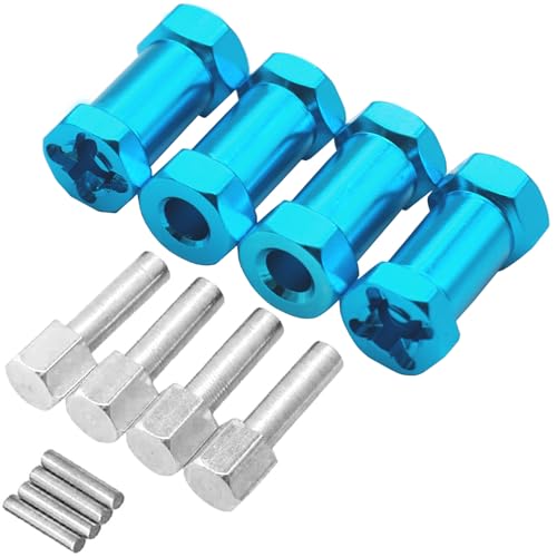 4Pack Vgoohobby 12mm Aluminum Wheel Hex Hub 25mm Offset Extension Hex Drive Adapter Combiner Coupler Compatible with Axial Scx10 D90 Wraith CC01 1/10 RC Crawler Car,Blue