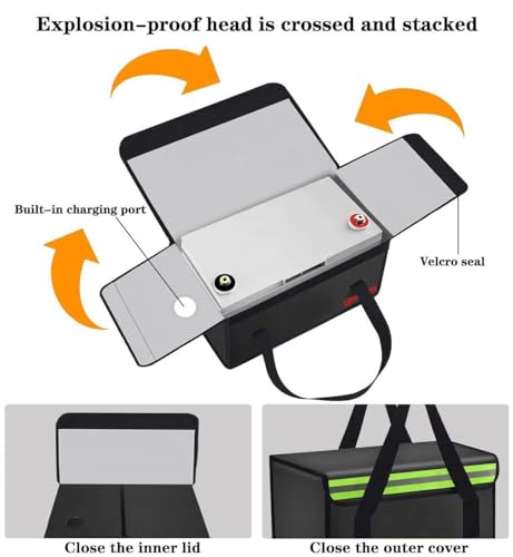 15.8"x9.8"x9.8" Ebike Battery Safe Bag Lipo Fireproof Charging Bag Large Capatity for Lipo Battery Pack Storage Charging Transport, Home Office Travel Fireproof Safe Storage Pouch - size: 400*250*250mm