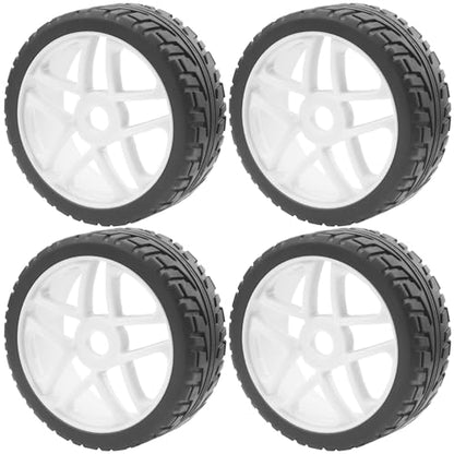 ShareGoo OD 4.09" Rubber 1/8 RC Buggy Tires and 17mm Hex Wheels Rim Compatible with Arrma Typhon Kyosho Losi VRX Redcat HSP HPI 1/8 Scale RC Off Road Buggy (White) - color: White