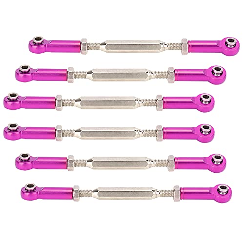 6Pcs 88mm Aluminum Alloy Adjustable Push Rods, Turnbuckle Rod Linkage for RC Car Upgrade Parts, Purple - color: Purple