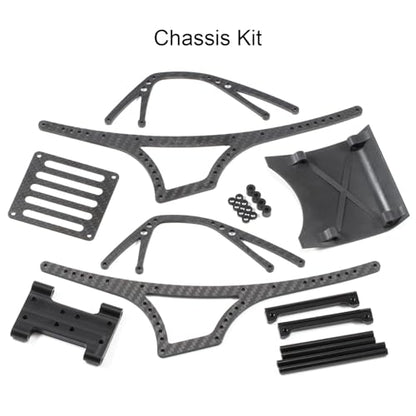 Carbon Fiber Sporty 2.2 Shafty Chassis Kit for Comp Rigs Built | With Carbon Electronics Tray, Delrin Skid, 3D Printed Roof Top, Multiple Shock and Suspension Mounting Locations