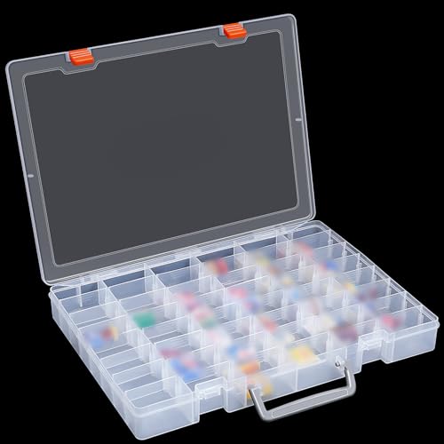 2 Pcs 48 Grids Plastic Bead Organizer Box with Divider, Clear - color: Clear