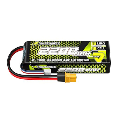 RIAARIO 3s Lipo Battery 35C 2200mAh 11.1V Lipo Battery with XT60 Connector for RC Car Truck Buggy Truggy Racing Hobby Models(1 Pack)