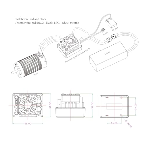 XC C12 Sensorless Brushless Motor ESC for RC Car, 2-3S Lipo,60A Continuous Current,4-6A、6.0/7.4V BEC,Applicable to 1/12 ON Road & Off Roads (XT60)