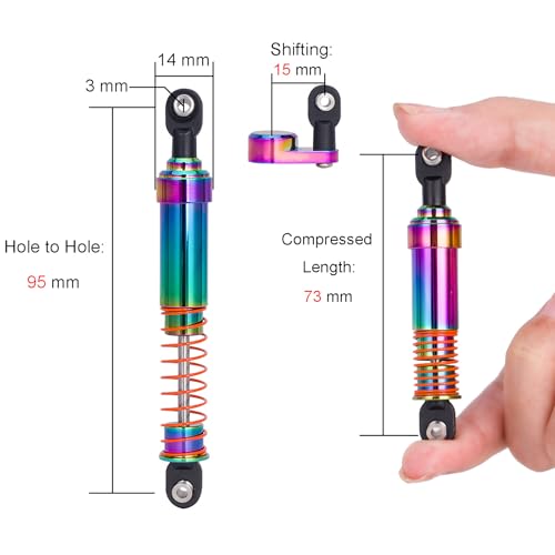 1/10 RC Shock Oil Dampers kit with Offset Cap for 1/10 SCX10 TRX4 Capra Axial Tamiya LCG Cheater Rigs VS4-10 D90 90046 RC Crawler Car (95mm) - size: 95mm