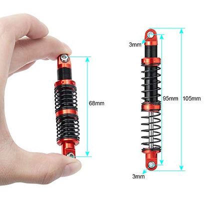 Que-T 4pcs Metal Shock Absorber Damper for 1/10 RC Crawler Car SCX10 D90 TRX4 TRX6 (95mm) - size: 95mm