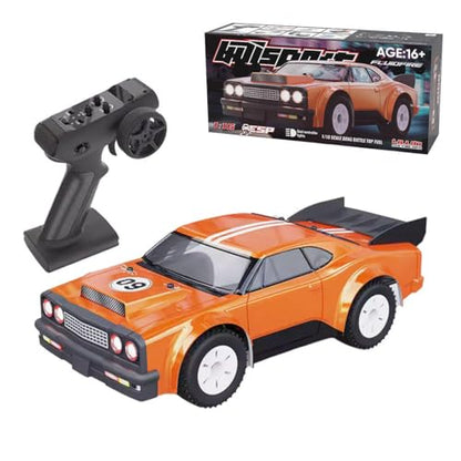 4WD RC Racing Car, 1/16 Scale 2.4G 30KM/H High Speed Electric Brushed Rally Racing Car with Led Lights, RC All Terrain Vehicle for Teens Adult - (RTR Version/Orange)