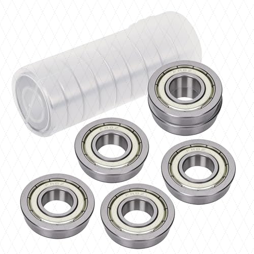 DEEG 10Pcs SFR4ZZ Stainless Steel Flange Bearing, 1/4" x 5/8" x 0.196" Miniature Flanged Bearings, Double Metal Shielded Rust-Proof R4ZZ for RC Cars, Robotics, and Outdoor Equipment