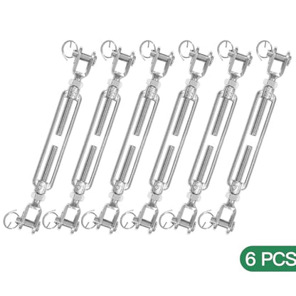 6PCS M6 Jaw Jaw Turnbuckle Stainless Steel Jaw and Jaw Turnbuckle, Jaw Jaw Closed Body Marine Turnbuckle, Durable for Wire Rope Cable (M6, Jaw & Jaw) - style: Jaw & Jaw-M-6