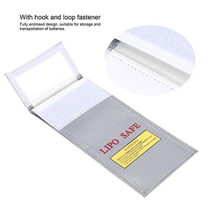 Lipo Battery Bag, 3.9x7.9in Lipo Bags for Batteries, PVC Battery Bag Fireproof with Fastening Stickers, Sliver Lithium Ion Batteries Bags for Flammable Products, 1Pcs