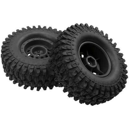 RC 1/10 1.9" Rubber Tires OD 108mm & 12mm Hex Hub Wheel Rims Compatible with Axial SCX10 90046 AXI03007 Traxxas TRX4 Tamiya CC01 D90 TF2 HSP 1/10 RC Crawler Car (Black) - color: Black