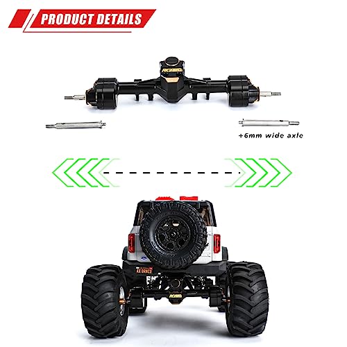 RCAWD Fourth Version Brass SCX24 Portal Axles, Wide Axle, Highly Rigid Driveshaft, Thickened Screws for Axial 1/24 SCX24 Series Front Rear Portal Axle Upgrades Parts Black - color: Front & Rear Black