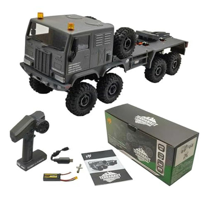 HOBBYPLUS Helidirect 1/18 RC Crawler CR18P Terranaut 8x8 RC Truck Remote Control Car w Full-Lock 8WD RTR Active All-Wheel Steering, 2-Speed Transmission, Recovery Winch, LED Lights (Gray) - color: Gray (8x8)